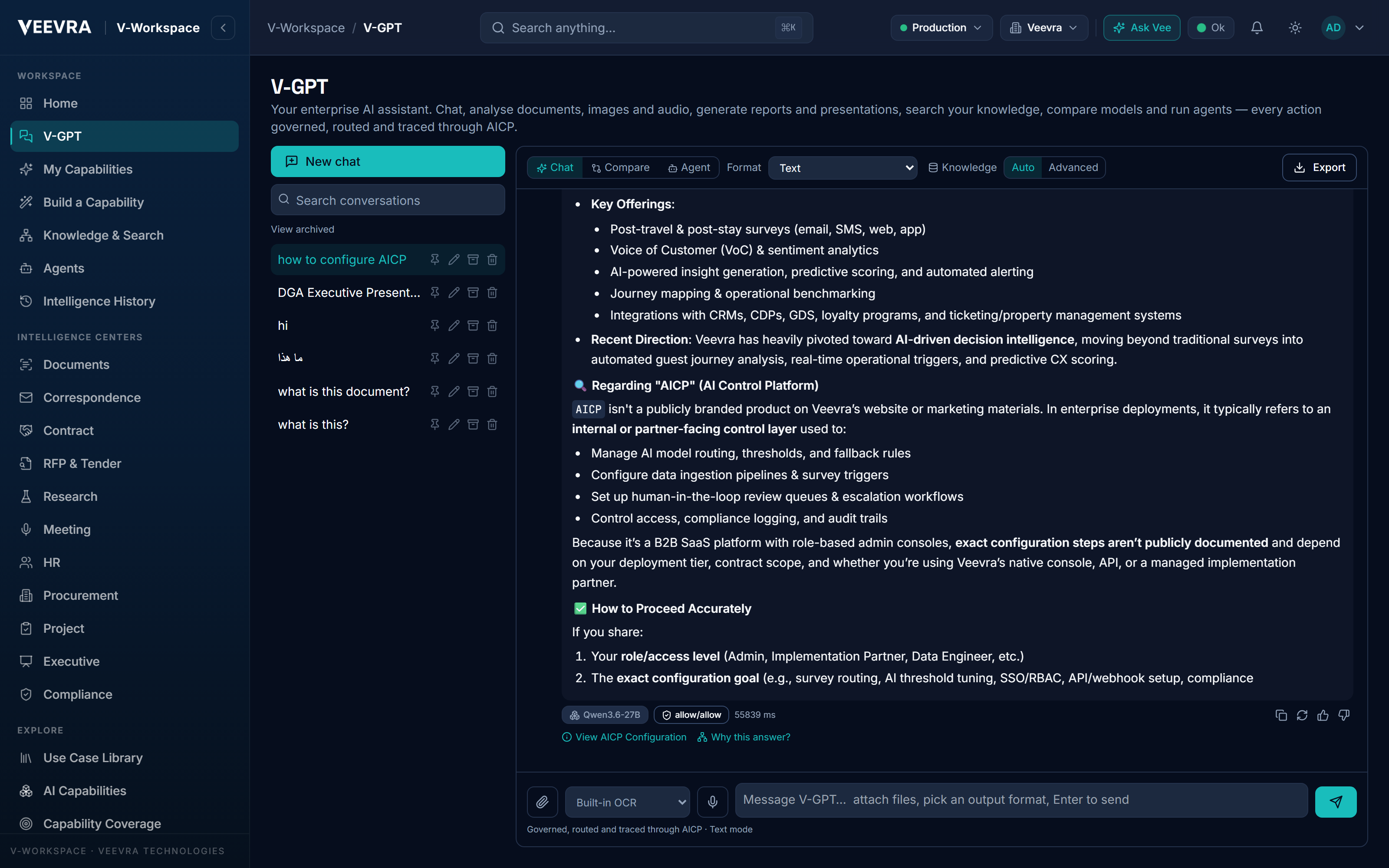 V-GPT — governed enterprise assistant