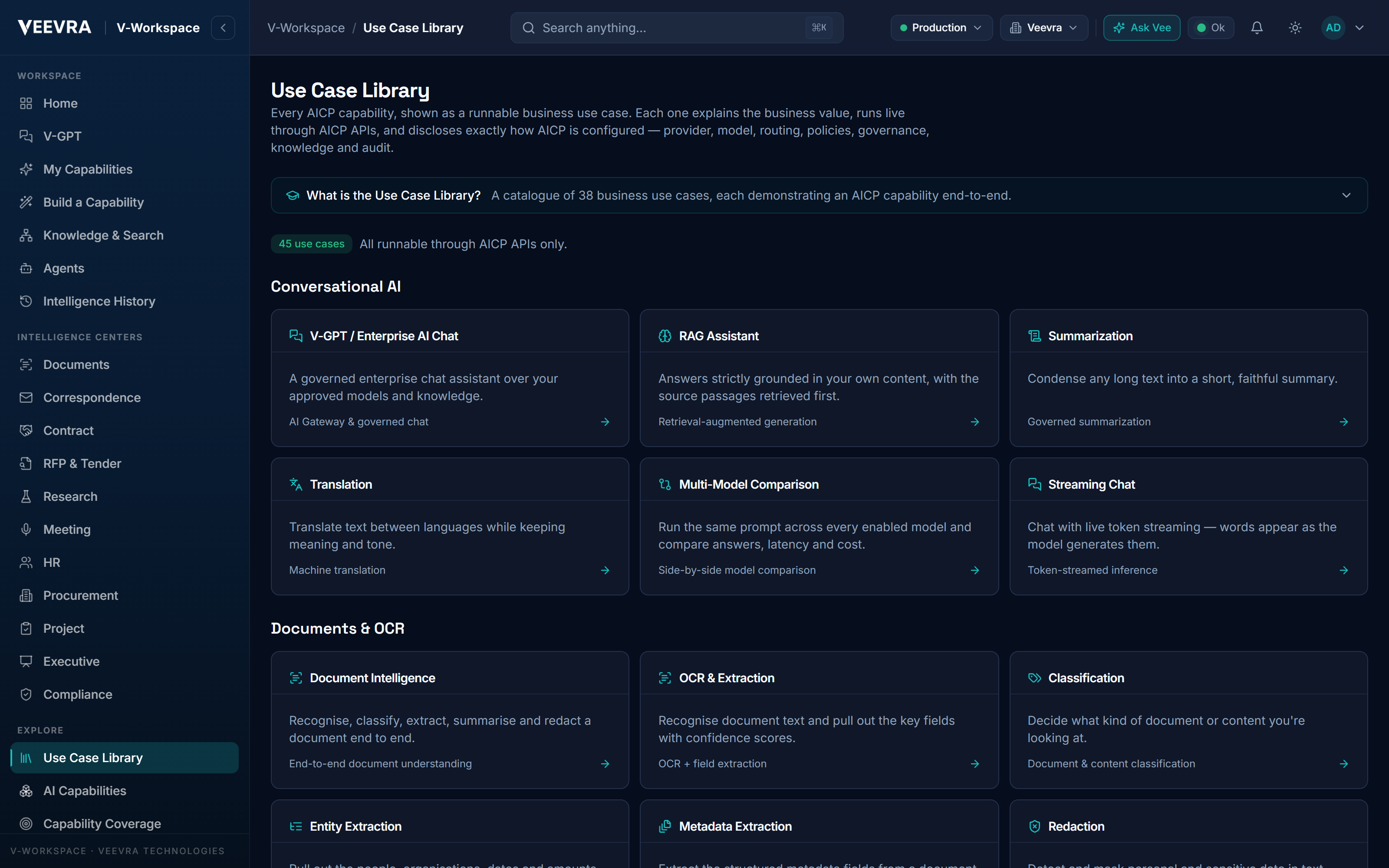 Use Case Library: every capability, reused