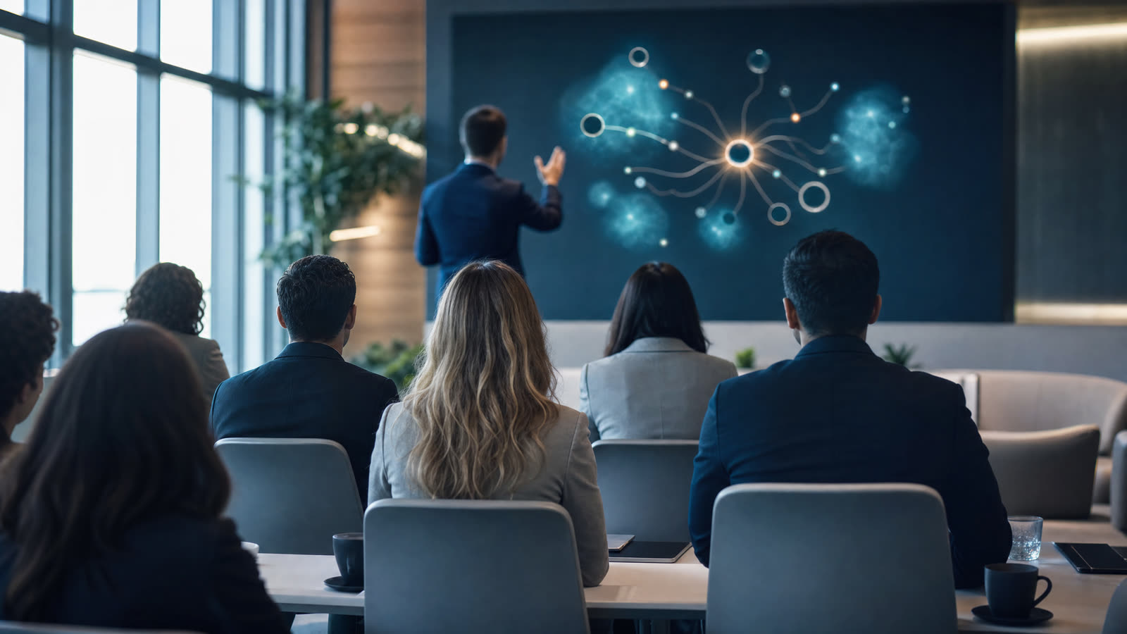 AI-generated illustration of a corporate learning workshop