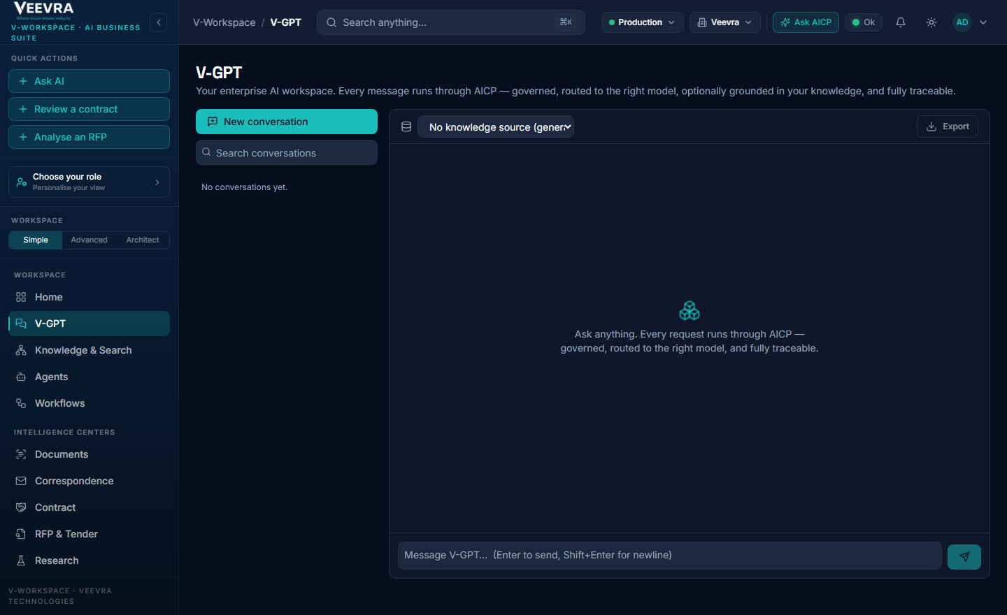 V-GPT enterprise chat in V-Workspace